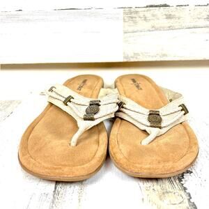 Minnetonka Moccasin Womens 10 Tan Slip On Silverthorne 360 Flip Flop Sandal